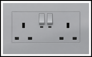 6X3 NORMAL DOUBLE SOCKET PLASTIC GREY GLASS