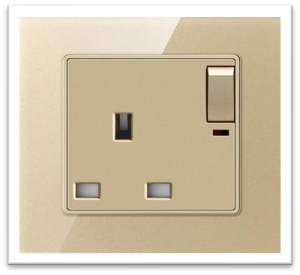 3X3 13A SINGLE SOCKET GOLD GLASS