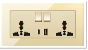 6X3 UNIVERSAL DOUBLE SOCKET PLASTIC GOLD GLASS