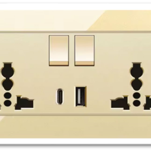 6X3 UNIVERSAL DOUBLE SOCKET PLASTIC GOLD GLASS