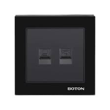 NETWORK X 2 SOCKET 3X3 PLASTIC BLACK GLASS