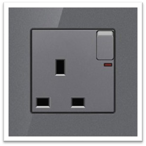 3X3 13A SINGLE SOCKET GREY GLASS