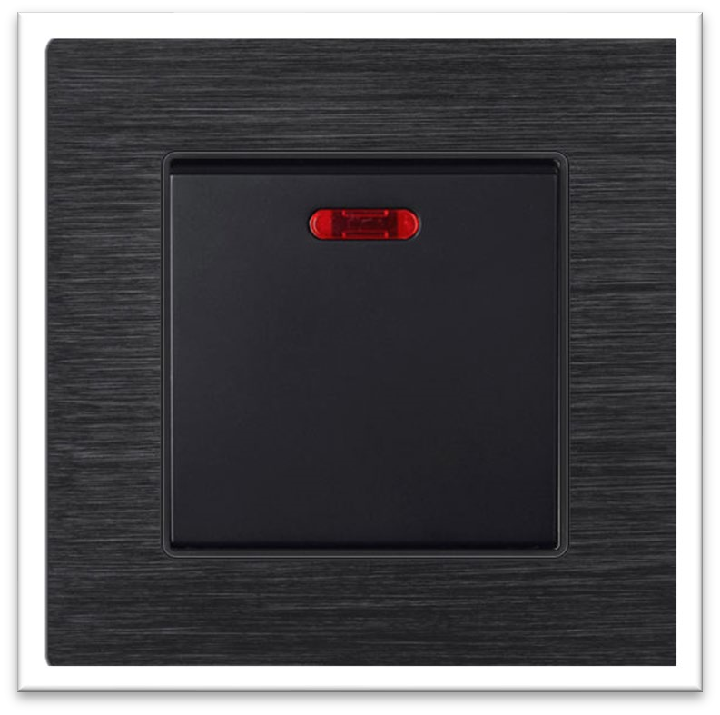 20A DOUBLE POLE SWITCH PLASTIC BLACK ALUMINIUM
