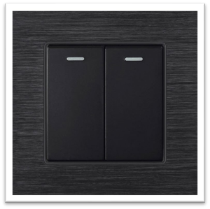 2 GANG RESET SWITCH PLASTIC BLACK ALUMINIUM