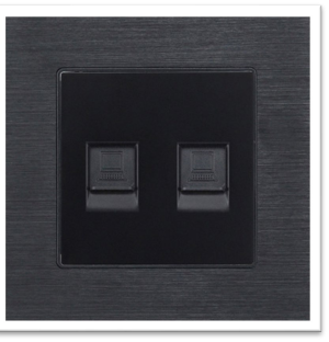 NETWORK X 2 SOCKET 3X3 PLASTIC BLACK ALUMINIUM