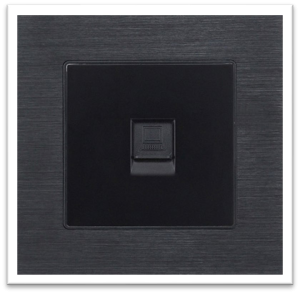TELEPHONE SOCKET 3X3 PLASTIC BLACK ALUMINIUM