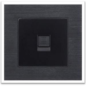 TELEPHONE SOCKET 3X3 PLASTIC BLACK ALUMINIUM