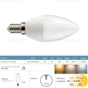 LED DIMMABLE CANDLE 6W E14 3000K